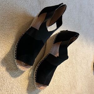 Black Wedge Sandals
